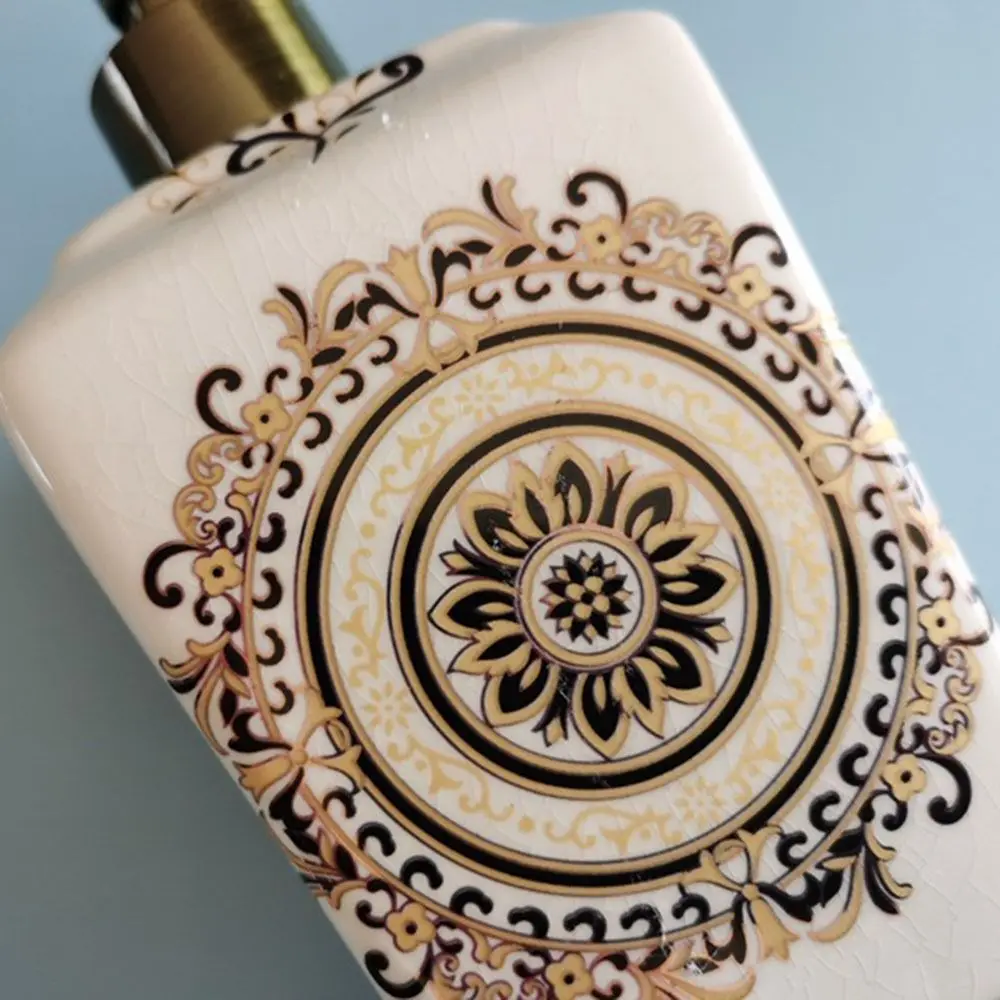 Keramik-Seifenspender im europäischen Vintage-Stil, Shampooflaschen mit Blumenmuster, Duschgelflasche im Vintage-Stil, Lotionflasche. – Detail 3