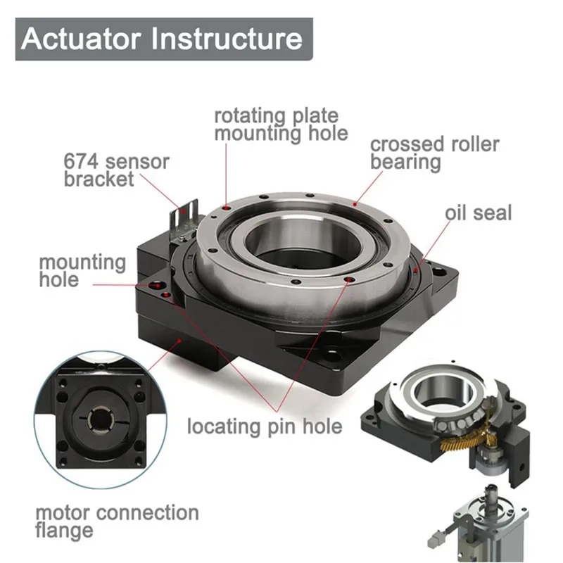 منصة دوارة مجوفة عالية الدقة لتحديد المواقع الدوارة لمحرك متدرج Nema23 استبدال محرك المحرك ومؤشر الكاميرا ﻿