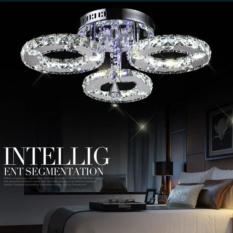 Modern Stainless Steel Crystal Chandeliers ht Brief Living Room Lamps Led Crystal Circle Chandelierslighting Fixture C-132