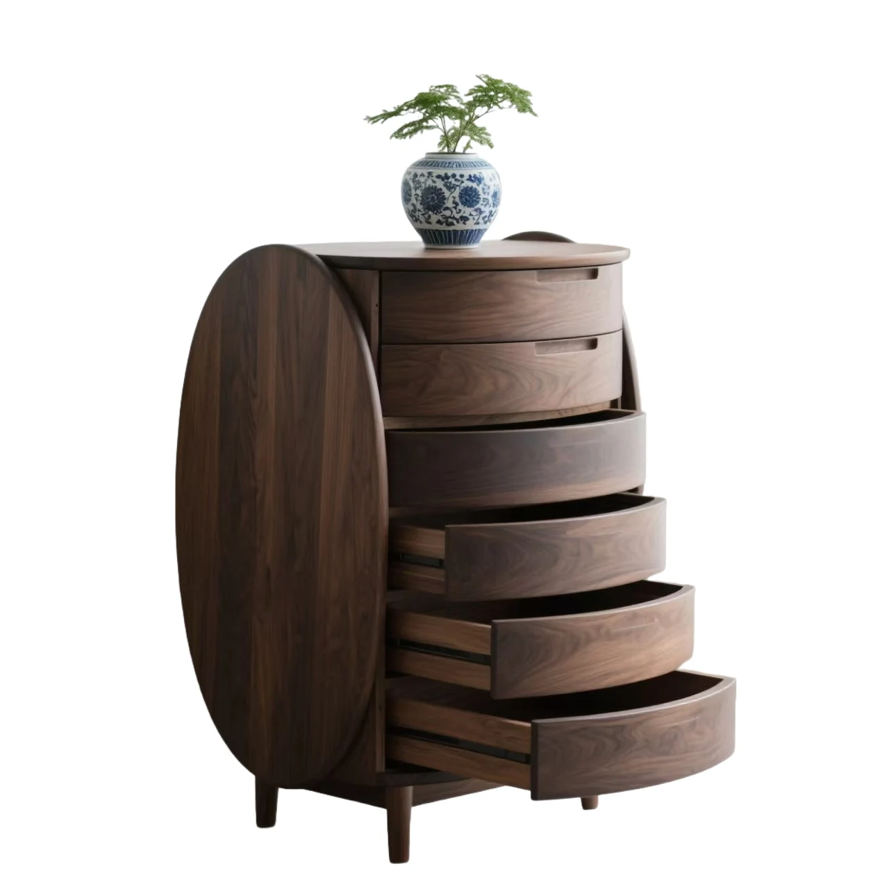 

Комод из черного ореха, шкаф из массива дерева с выдвижными ящиками, овальный шкаф для хранения в гостиной