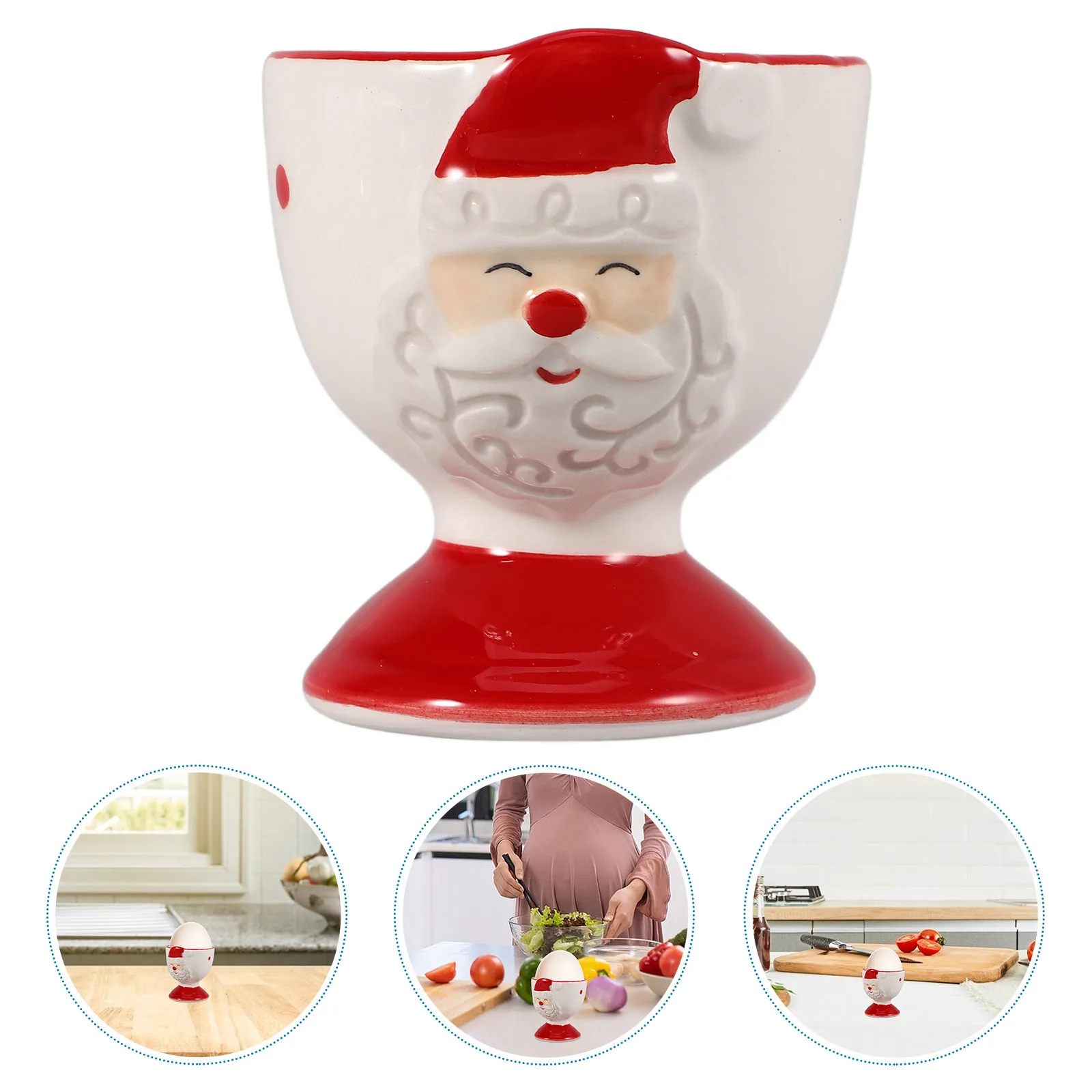 

Santa Claus Ceramic Egg Holder Versatile Egg Holder Ceramic Cup for Boiled Eggs Xmas Decoration Cartoon Shape Decor