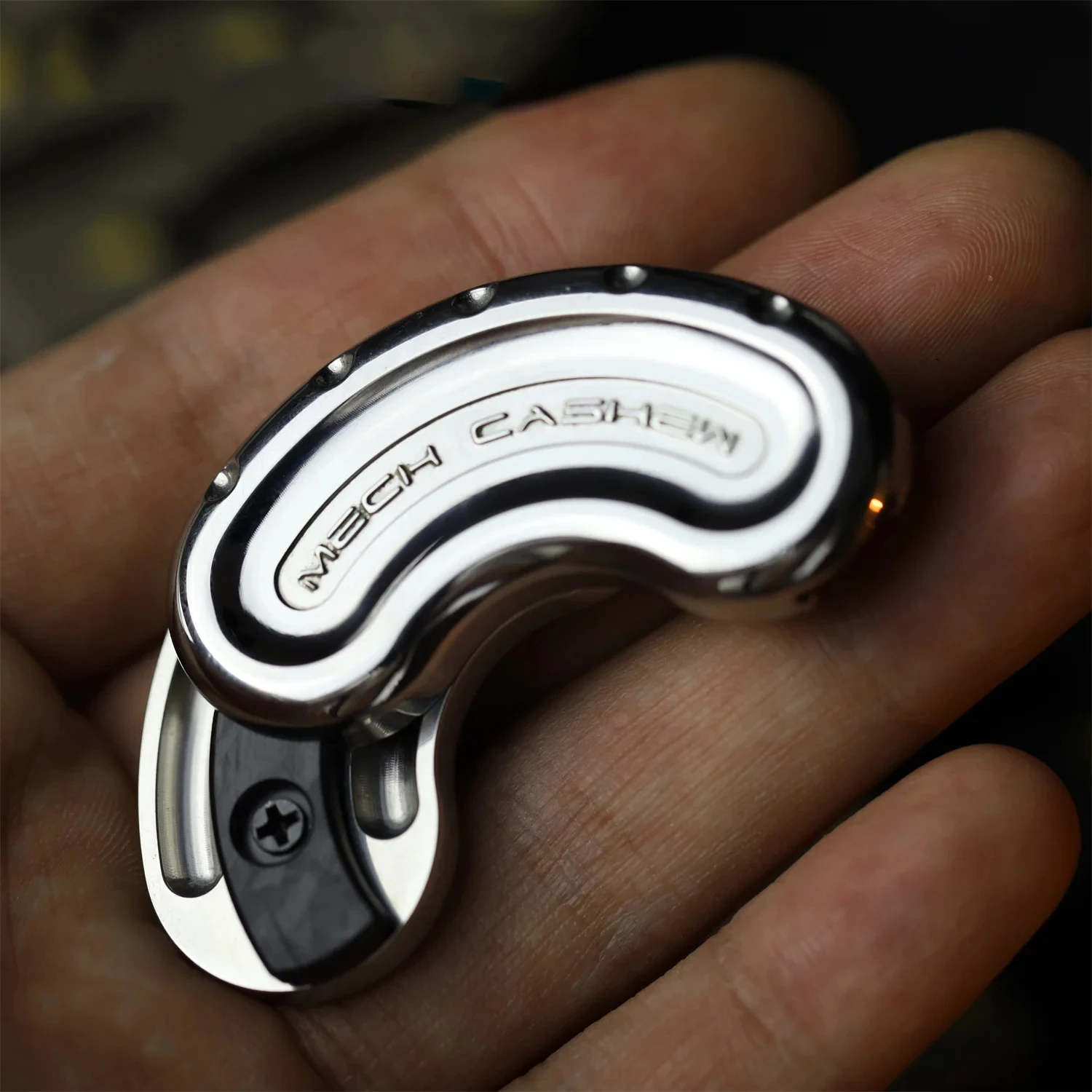 GAO STUDIO Metal Cashew Fidget Slider Mechanical Non-Magnetic EDC Toy Decompression Toy Finger Spinner Haptic Push Slider