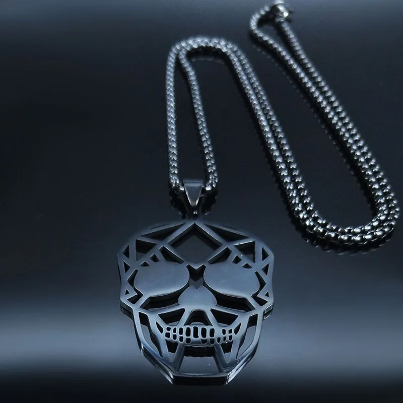 Goth Cool Skull Neck Pendant Stainless Steel Chain Necklace Hip Hop Rock Necklaces Jewelry acero inoxidable joyeria N3023S02