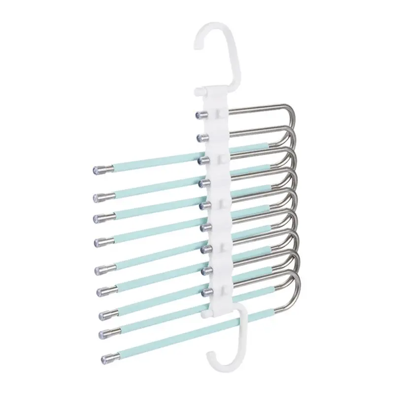 【ELEVATE LIFE】Multi-Functional 9 in 1 Pants Hanger for Clothes Rack Adjustable Closet Organizer Trouser Storage Rack ABDD