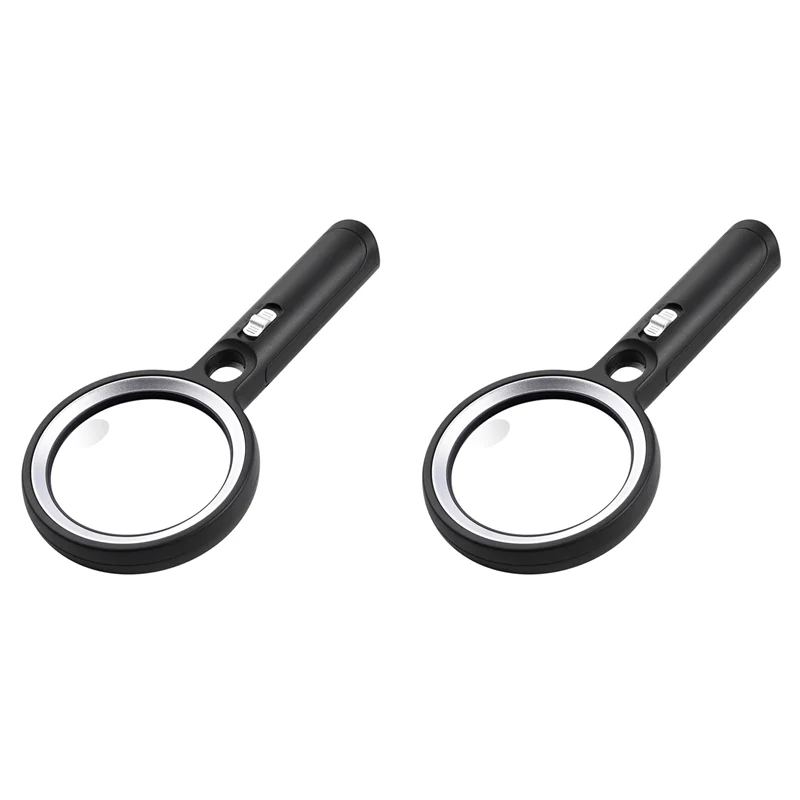

PORK-2Pcs Handheld Magnifying Glass With Light 60X 45X 30X Large Lighted Magnifying Glass 30 LED Reading Magnifiers