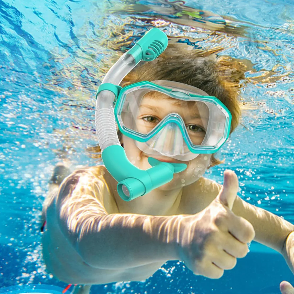 Schnorchelmasken-Set, Tauchen, Schwimmbrille, 3 Fenster, Panorama, Weitsicht, HD, Trockenoberteil, Anti-Leck, Antibeschlag, für Erwachsene und Kinder – Detail 10