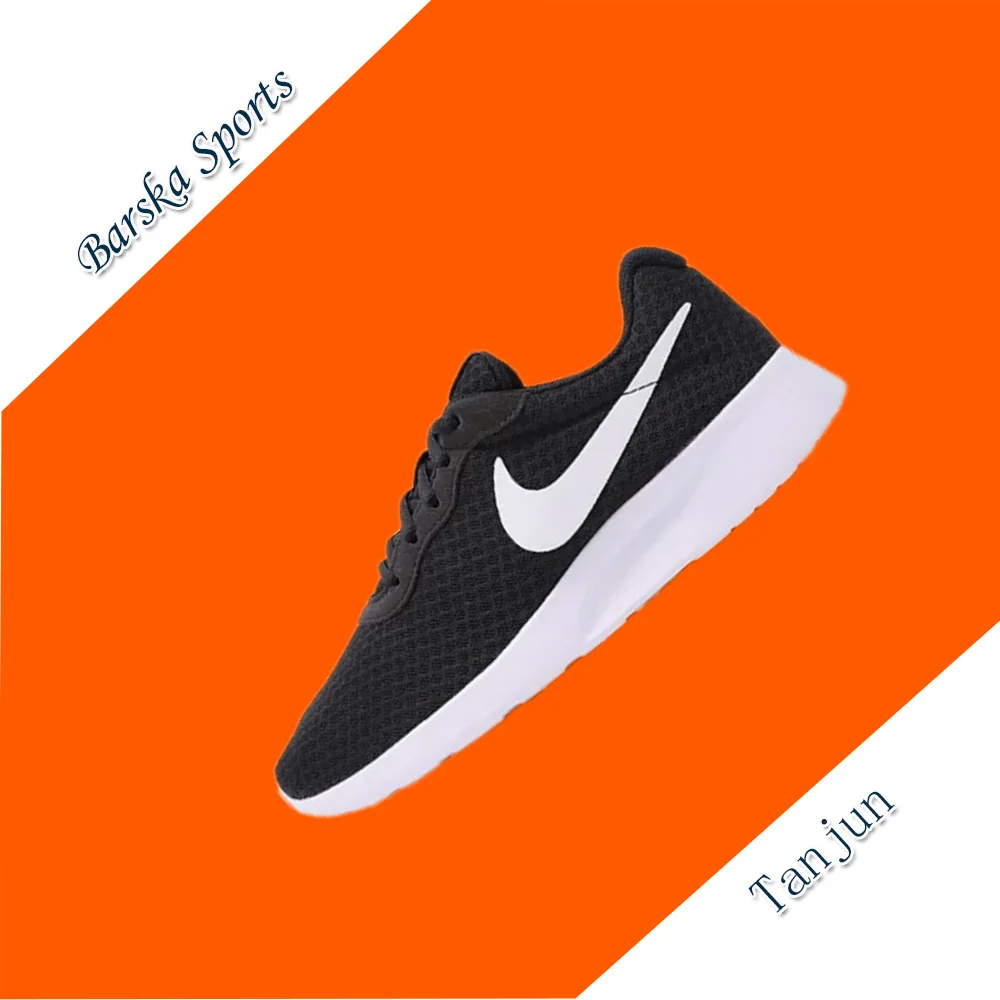 Nike Tanjun simple lightweight breathable low-top casual running shoes non-slip wear sports shoes black and white colorway