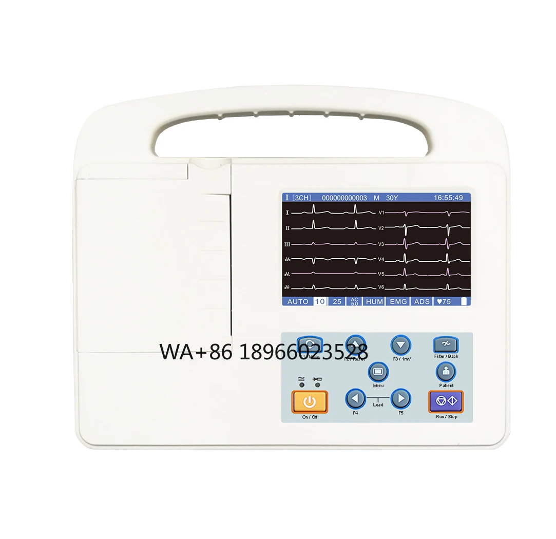 5 inch color LCD Cheap Price High Quality 3 Channel Standard 12 leads Electrocardiograph . Machine for animal use