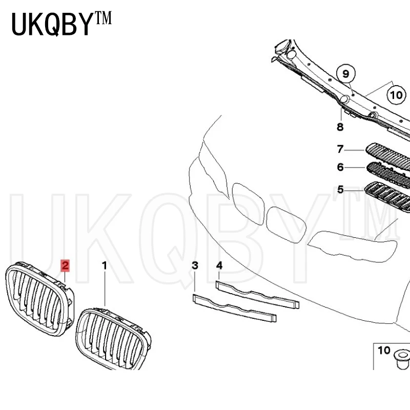 Decorative grille, front right X5 E53 3.0d 4.4i 51137124815 51137124816