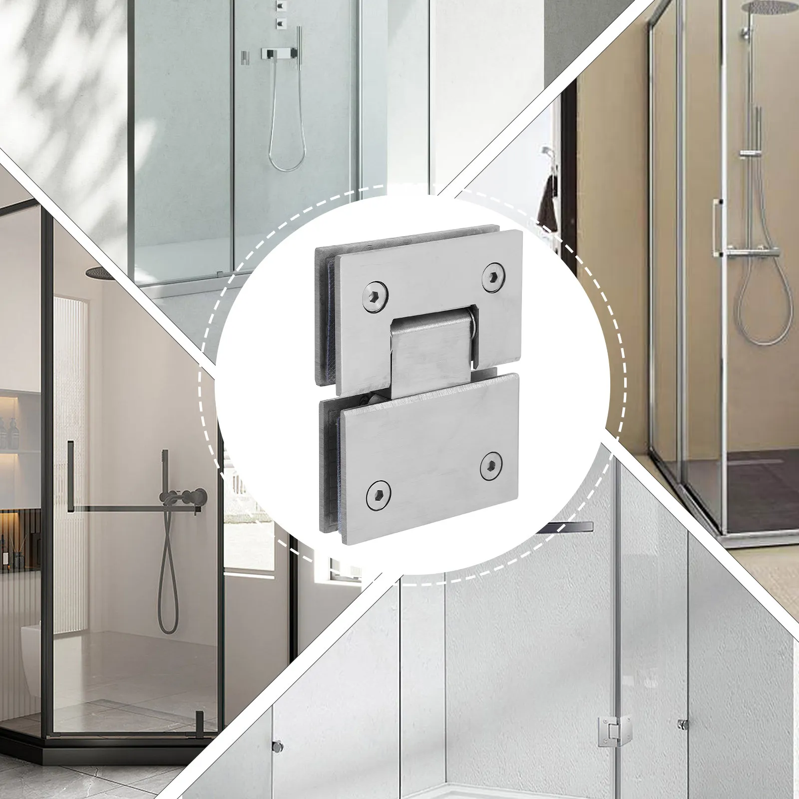 Shower Glass Clamp Stainless Steel Glass Door Hinge Heavy Duty Bathroom Partition Hardware Smooth Quiet Reliable Grip Shower