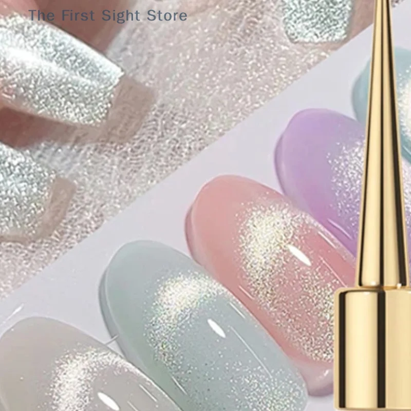 10 ml funkelnde Glasperle, Cat-Eye-Magnetgel, mehrfarbig, reflektierender Nagellack, hübscher nackter Gel-Nagellack, UV-LED-Licht für Frauen