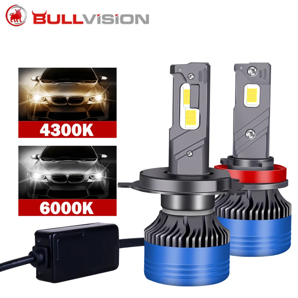 Bullvision H7 Led Headlight h4 h8 h9 9005 hb3 led 9006 hb4 h11 lights 50w 20000/LM 6000K/4300K turbo LED auto light bulb 12V