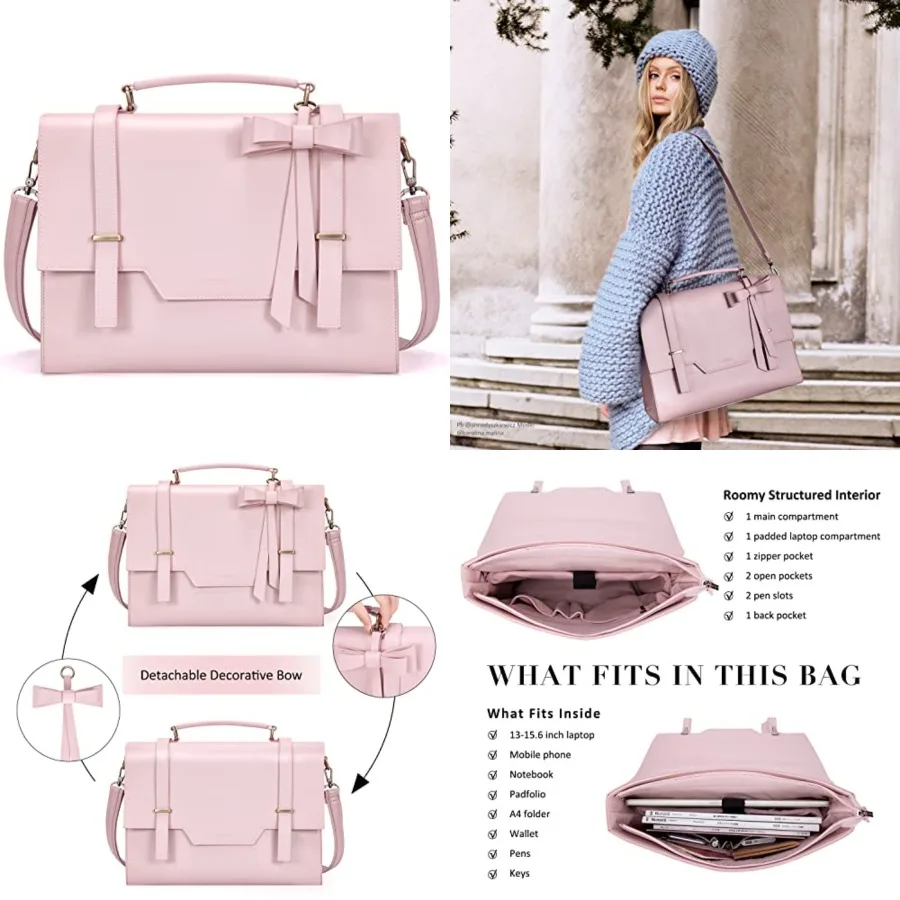 ECOSUSI Laptop Messenger Bag Women Briefcase 15.6 inch Laptop Satchel Handbags