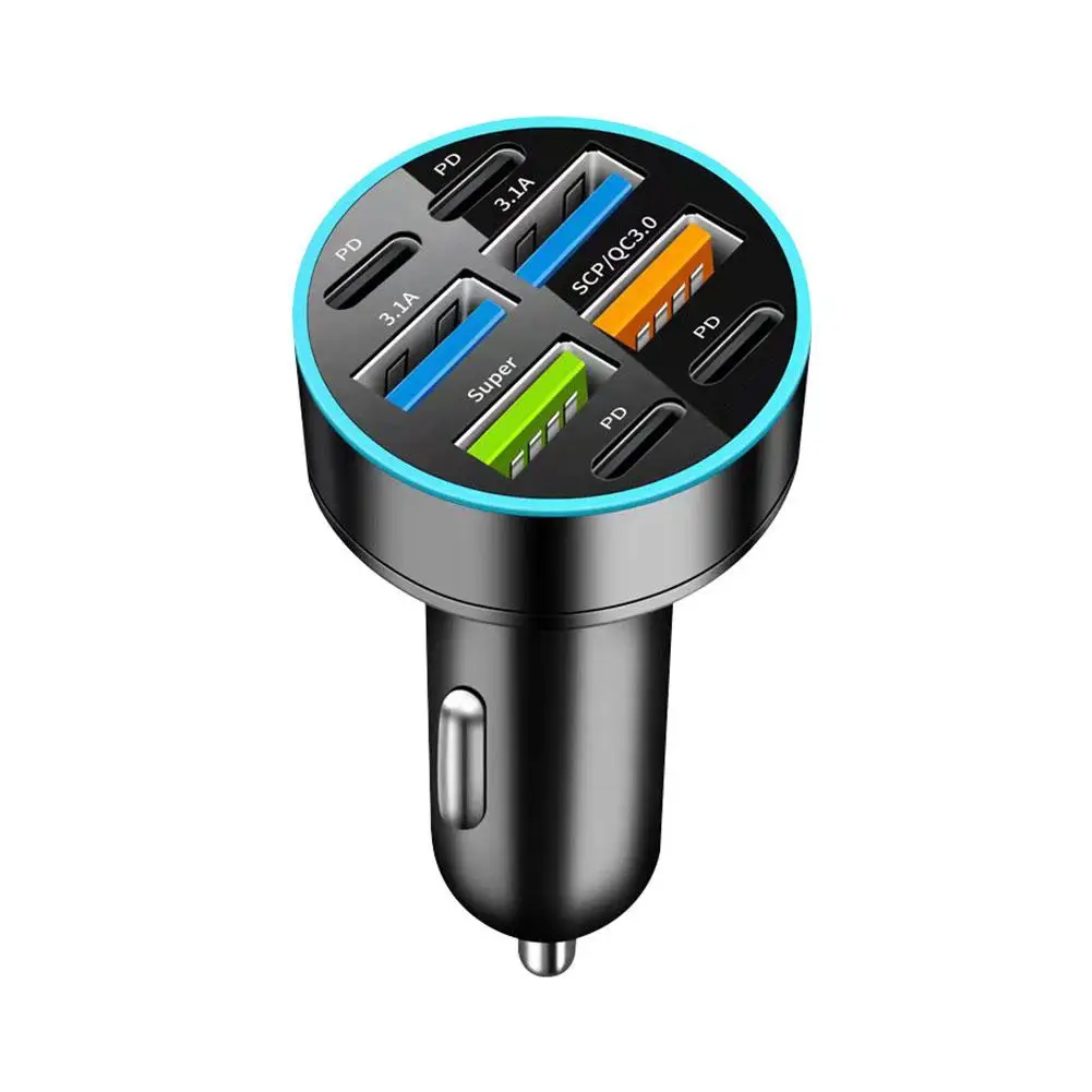 New Digital Display Car With 4usb Car Charger 66w Fast Phone Head Mobile Charging PD Phone Adapter Car Mobile Charging