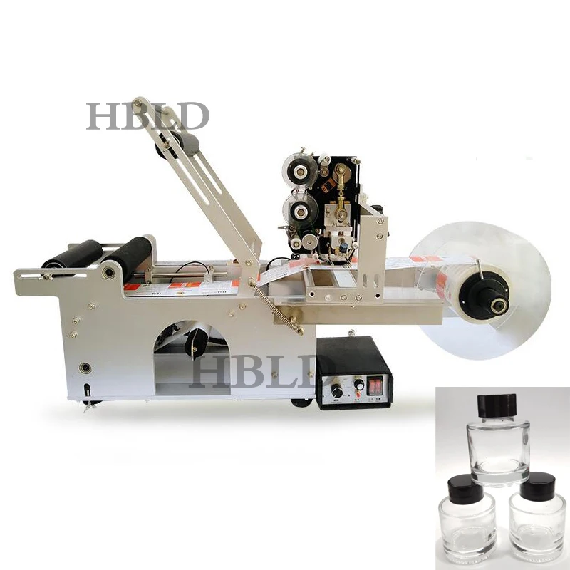 Small Desktop Plastic Glass Flat Round Bottle Labeling Machine Commercial Wine Bottle Date Printer