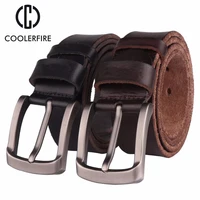 CCOOLERFIRE cinturón de hombre de grano completo 100% piel de vaca auténtica capa superior de cuero suave Jeans cinturones de cuero de vaca para hombres TM053