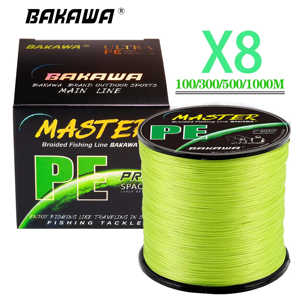 BAKAWA 8X Strands Fishing Line 22-88LB Smooth and 100M,300M 500M 1000M PE Braided Corrosion resistant Line Suitable for Carp