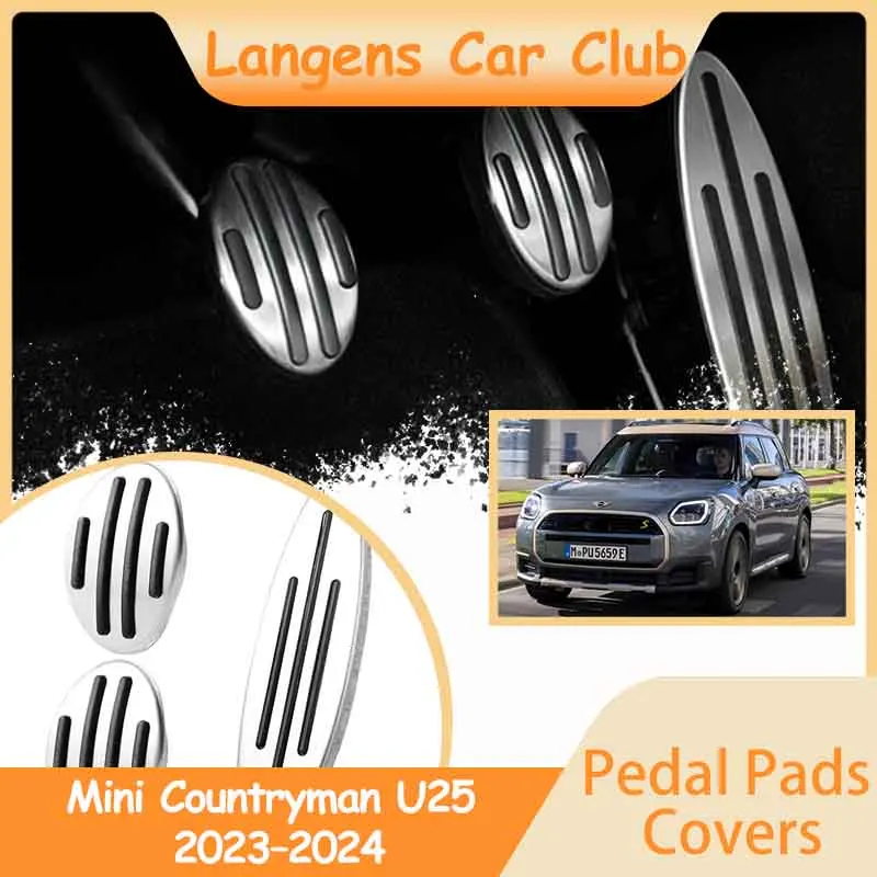 For Mini Countryman U25 2023–2024 Stainless Steel MT No Drilling Non-slip Foot Pedals Rest Accelerator Tray Part Accessories.