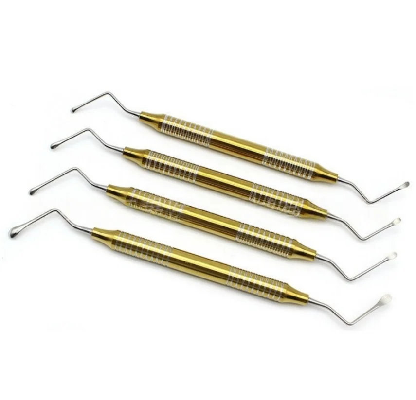 1 Set 4PCS Dental Curette Scaler Jagged Curettes Dental Scaler Gracey Bone Curette Implant Periodontal Bone Dentist Tools view 2