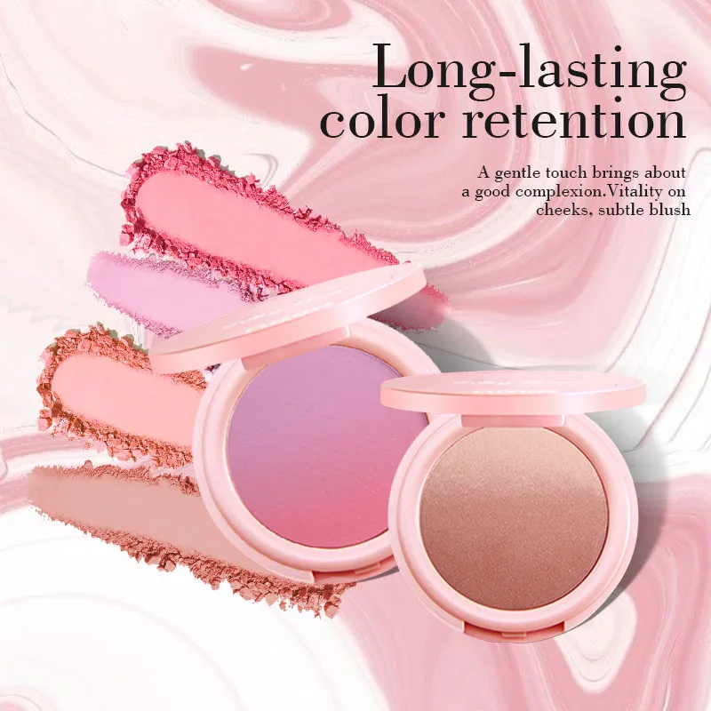 Levendig Blush-palet, meerkleurig verloopontwerp, lichtgewicht en mengbare kleur, gezichtscosmetica, met eenvoudig te gebruiken spiegel