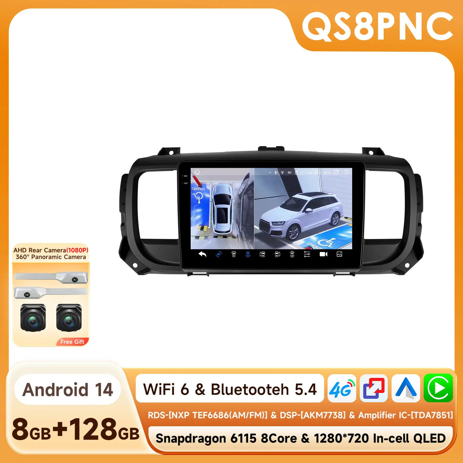 Hizpo Draadloze CarPlay Android Auto Voor Peugeot Expert 3 Citroen Jumpy 3 SpaceTourer 2016 - 2021 Autoradio Multimedia Video GPS
