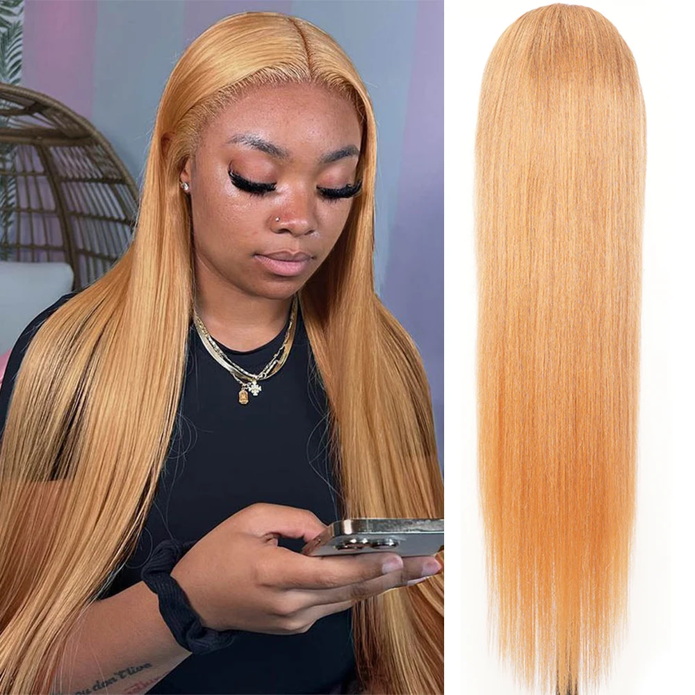 شعر مستعار بشري مفرود أشقر عسلي # 27 لون مستقيم الدانتيل الجبهة الباروكات 200% الكثافة 13x6 HD الدانتيل الجبهة شعر مستعار مستقيم الشعر البشري