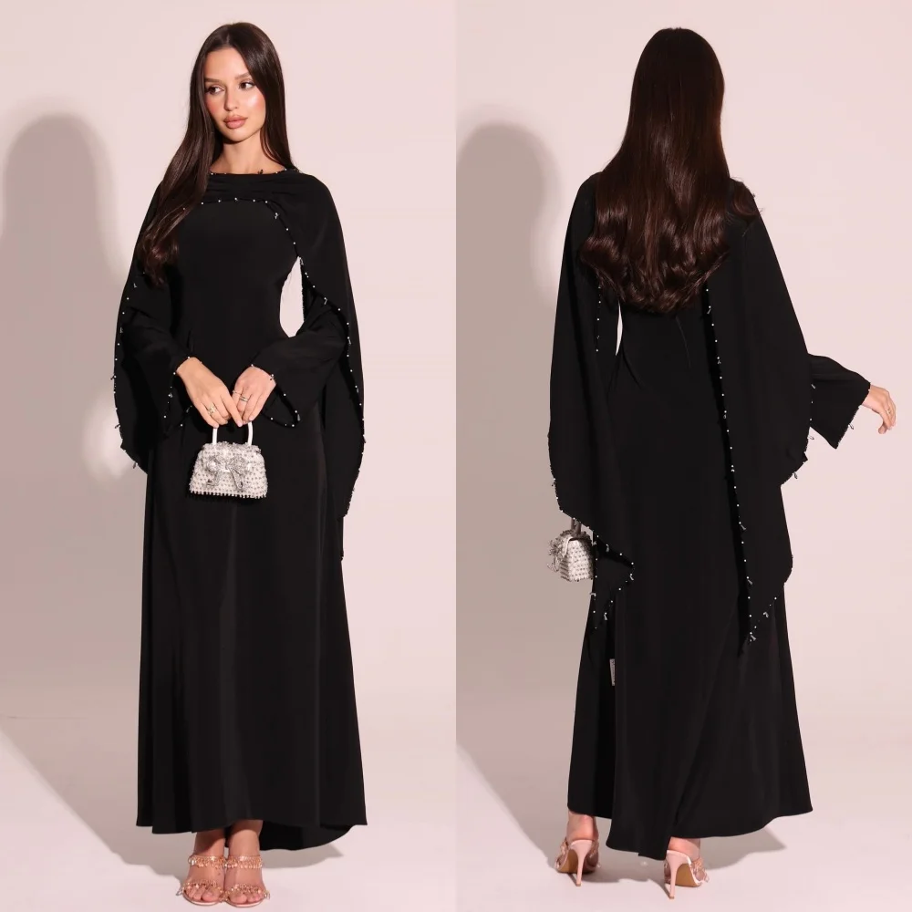 

Customized Fashion Classic Jersey Beading Pleat A-line Scoop Neck Midi Dresses Bespoke Occasion Dresses Sizes Available Formal