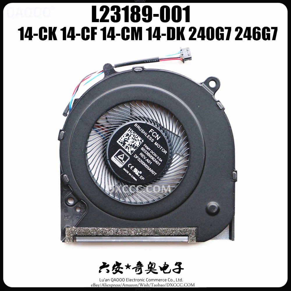 

QAOOO L23189-001 FCN FKMY 6033B0062401 Laptop CPU Cooler Fan For HP 14-CK 14-CF 14-CM 240G7 246G7 CPU Cooling Fan