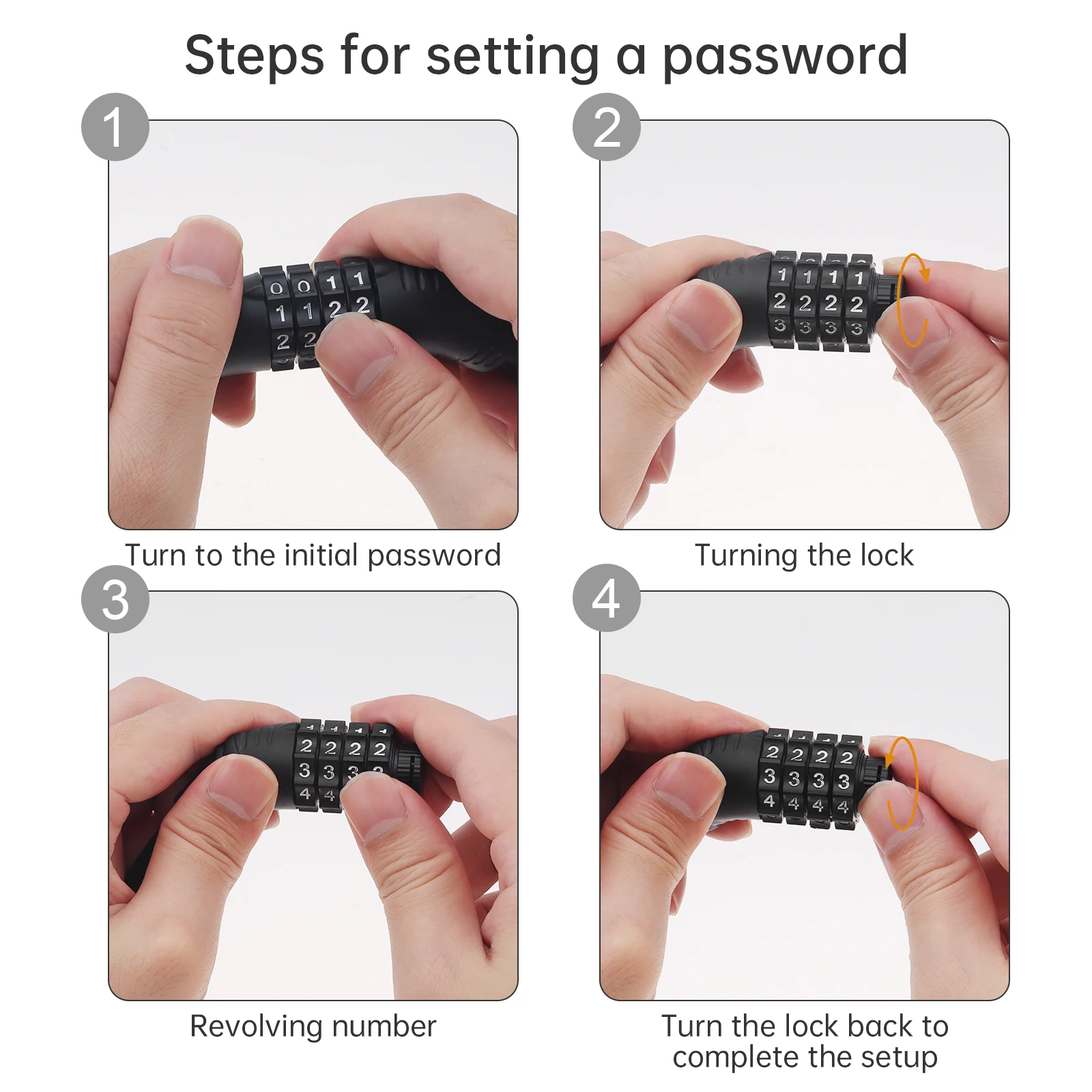 قفل الدراجة 4 أرقام الجمع كلمة المرور المحمولة المضادة للسرقة دراجة كابل قفل إعادة تعيين قفل دراجة نارية سكوتر قفل برمز #4