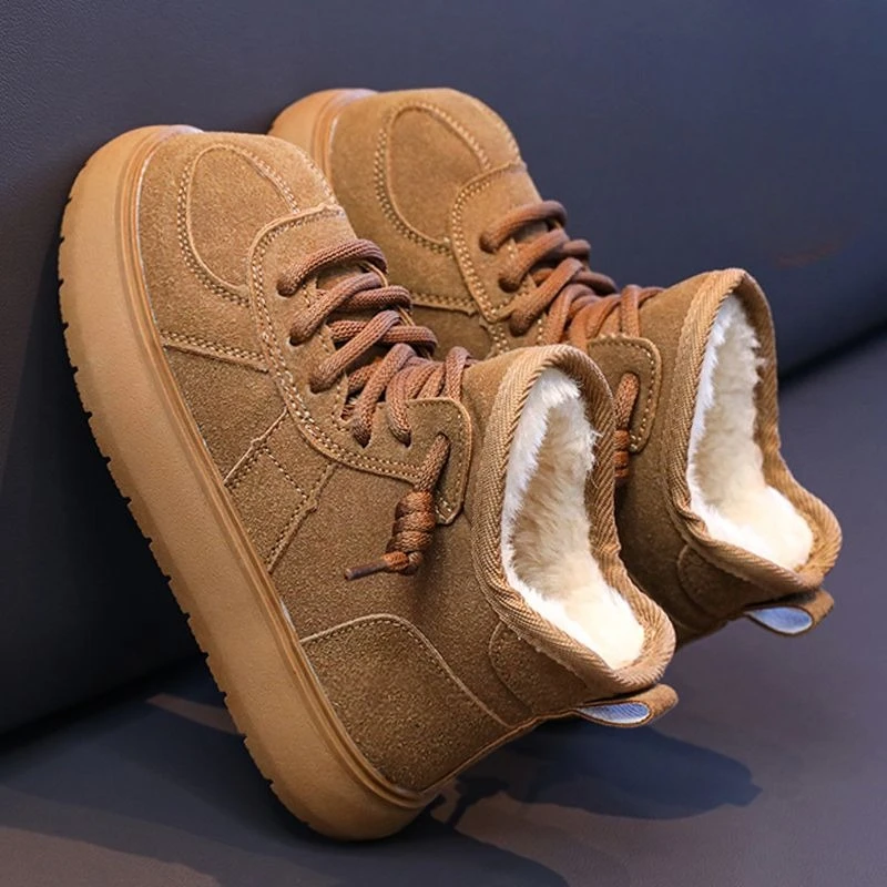

Boys Winter Snow Boots 2026 New Warm Fleece Lined Thick Cotton Shoes Kids Short Ankle Boot for Middle Big Size Boys Non Slip