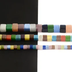 Mixed Cube Natural Stone Cat Eye Beads Loose Lampwork Glazed Square Glass Beads for DIY Jewelry Making Charms Accessories