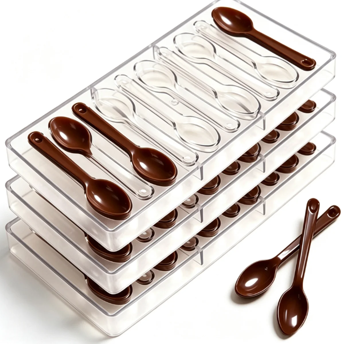 1Piece Spoon Shape Clear Chocolate Jelly Mold All Purpose Baking Tray for Cake Decoration and Creative Pastry Projects ZSY