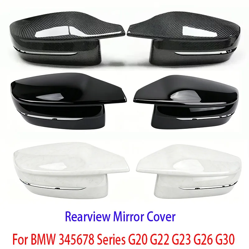 Side Mirror Cover Cap For BMW 345678 Series G20 G22 G23 G26 G30 Carbon Fiber Look Car Rearview Protective Cover Exterior Trim