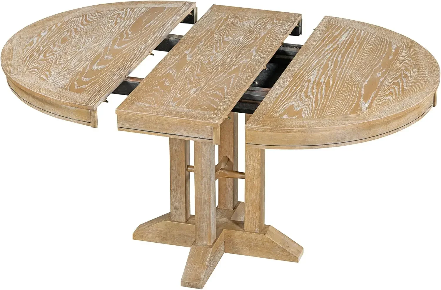 Table à manger extensible ronde en bois de ferme avec cuir chevelu de 14 pouces pour 4 à 6 personnes, 42 en effet-56 meubles fonctionnels pour la cuisine |