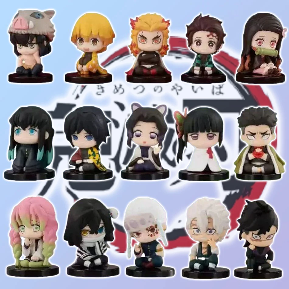 Nueva Figura de Demon Slayer, Juguete de Anime Kimetsu no Yaiba, Versión Q, Tanjiro, Nidouzi, Inosuke, Zenizu Sentados, Figura de PVC, Modelo de Juguete, Regalo