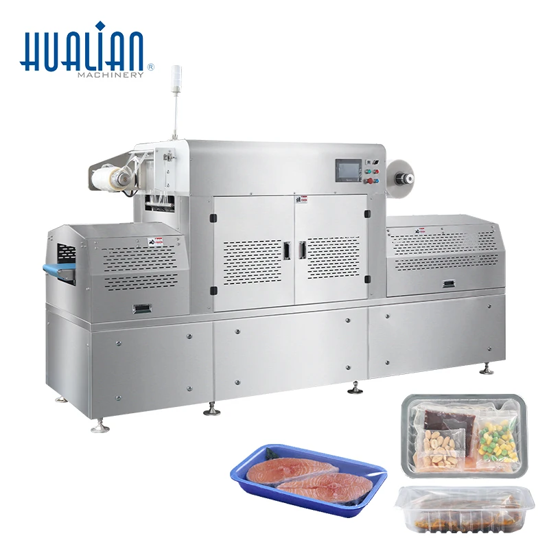Multi Functional Linear Type Meat Food Tray Vacuum Sealing Packing Packaging Machine