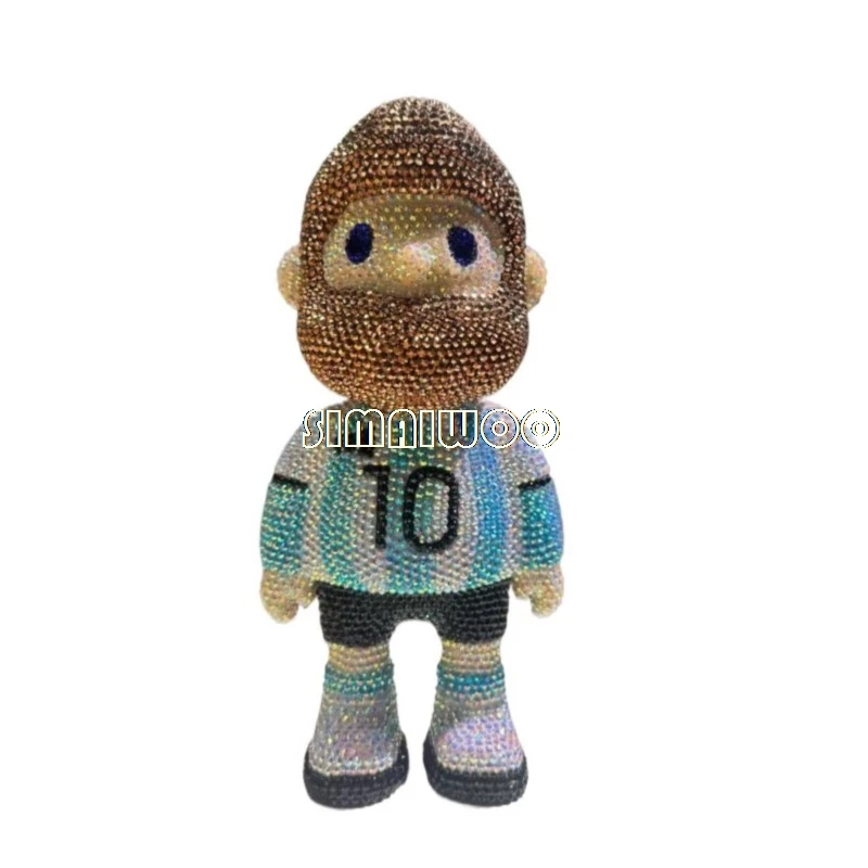 

Customizable Rhinestone Boy Friend Figurine Coin Depost Jar Argentine Team Uniform DIY Handmade Mosaic Ornaments Birthday Gift