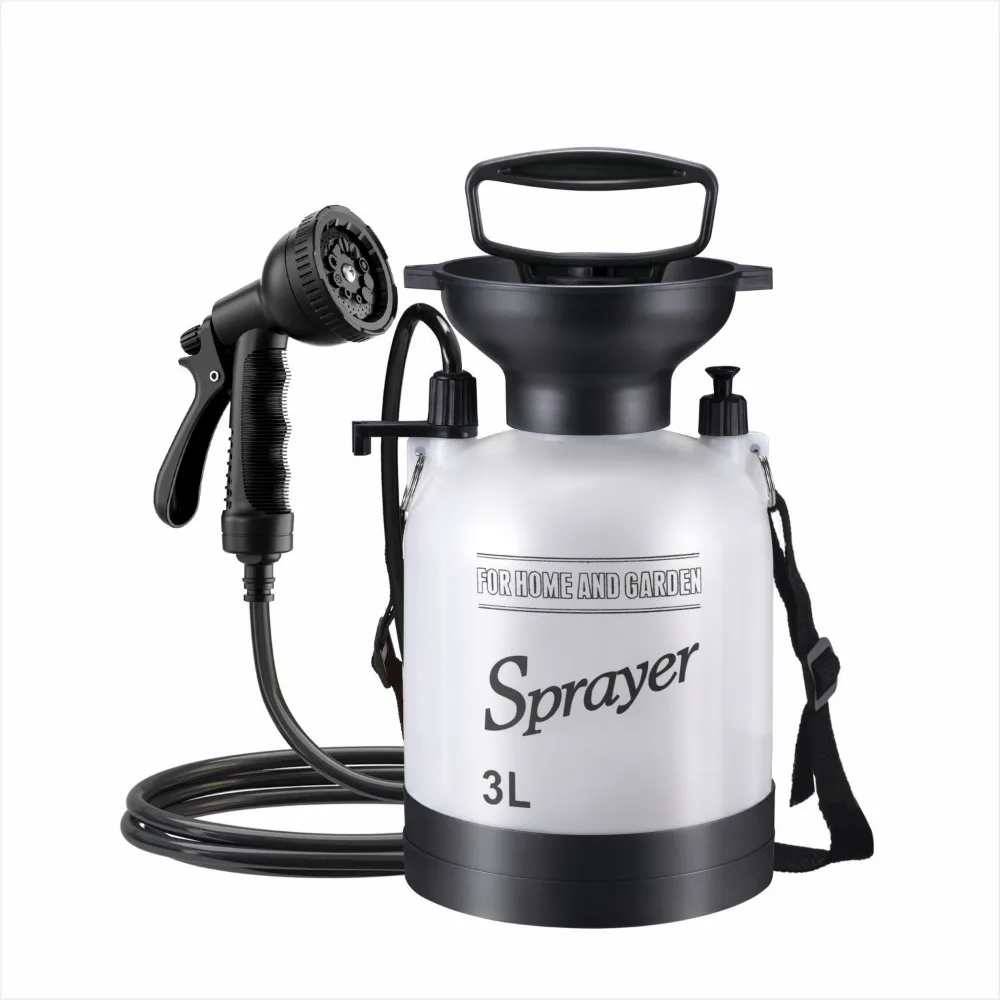 3/4/5L Hand Press Portable Shower Manual Air Multi-Functional Pressure Sprayer Car Wash Tool with Removable Hose