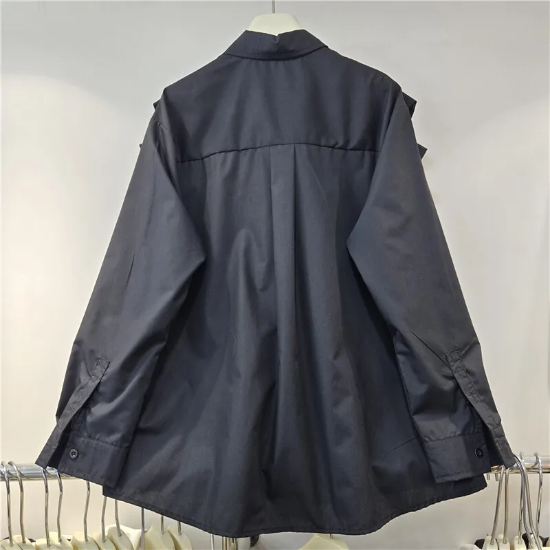 WTHT Nieuwe Mode vrouwen Gesplitst 3D Bows Ontwerp Casual Shirt 2025, Herfst Trendy Revers Lange Mouwen Blouse Vrouwelijke 1LS2588