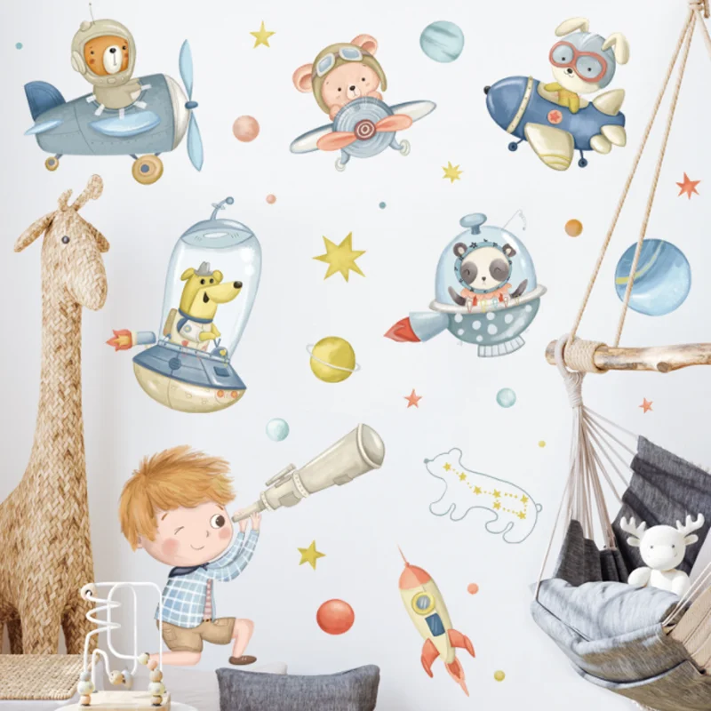 

2 Sheets Creative Planet Wall Static Sticker DIY Child Bedroom Study Living Room Background Decor Party Scene Stickers 30*90cm