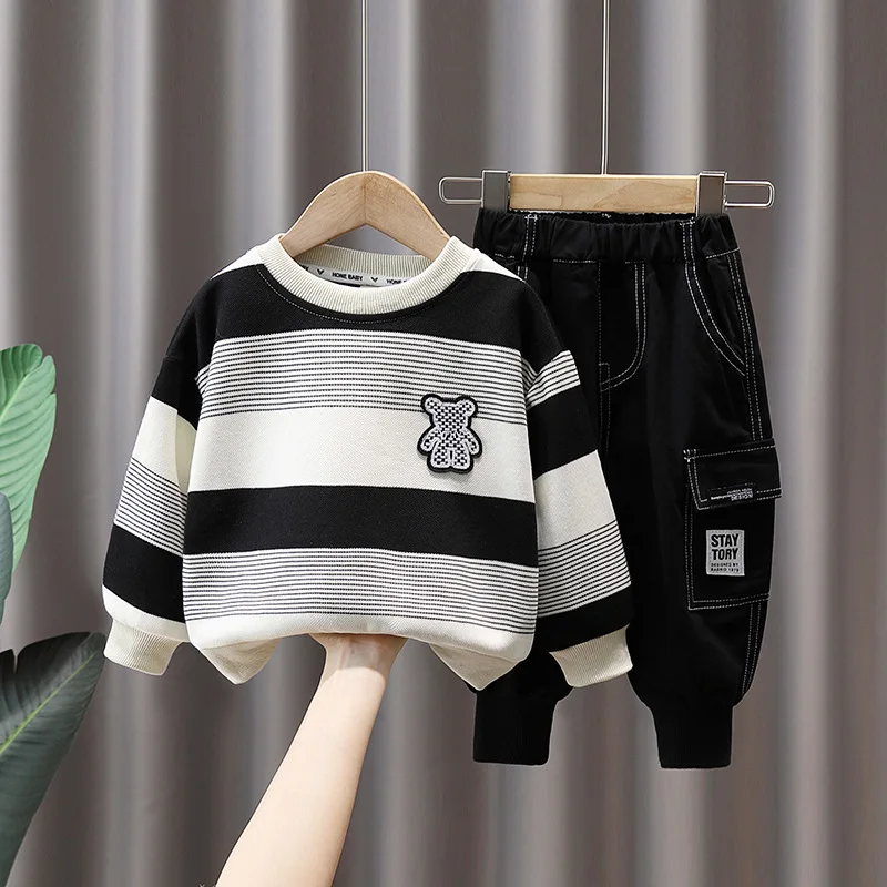 

Spring Autumn Children Clothing Sets Boys Girls Stripe Sweatshirt + Pants 2pcs Set Kids Fashion Pullovers Clothes Suit 2-10Years