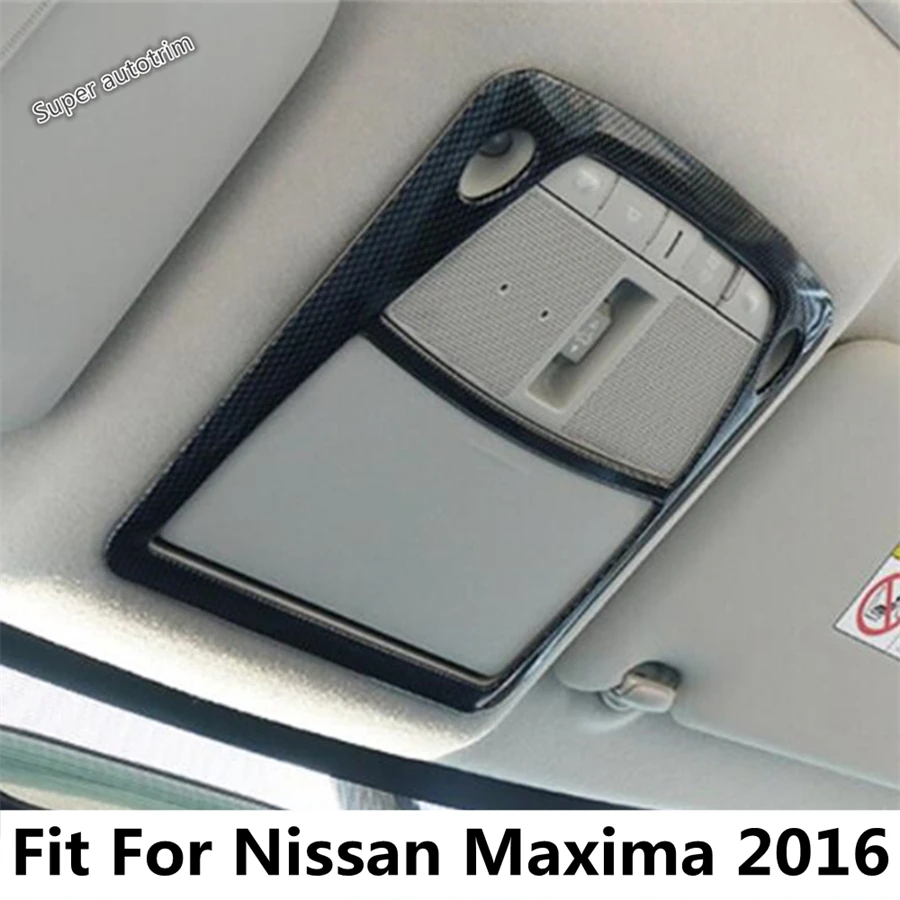 

Upper Top Roof Reading Light Lamps Frame Decoration Cover Trim Fit For Nissan Maxima 2016 ABS Carbon Fiber Accessories Interior