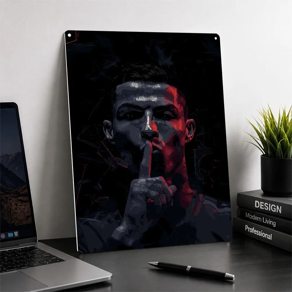 Cristiano Ronaldo Shushing Poster Retro 3D Printed Metal Signs Customized Wall Hanging Gift for Bedroom Stuff Decoration Room