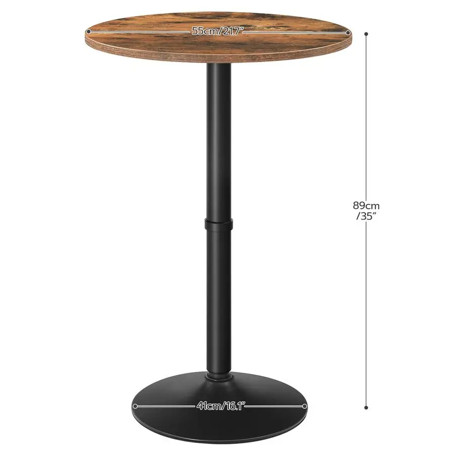 Round Bar Table, 35 Tall Pub Table, Cocktail Table with Base for Narrow Space, Bar Height Table for Kitchen, Easy to Assemble, R