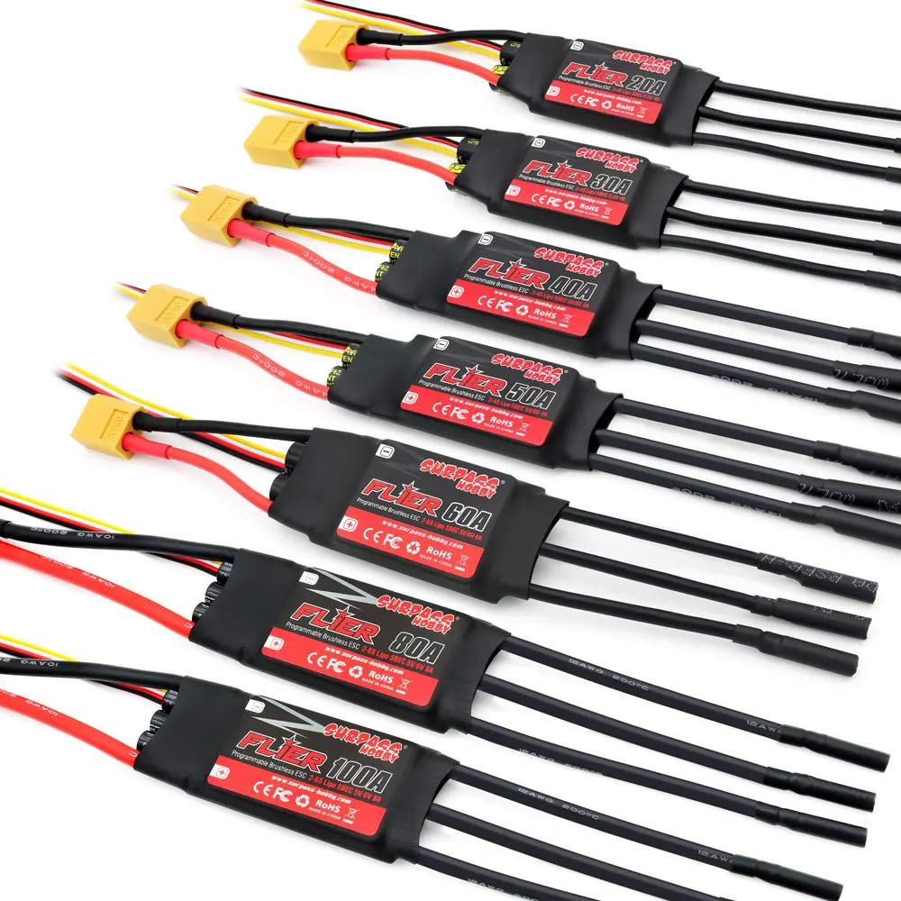 RC Airplane SURPASS HOBBY Filer Series 2-6S 20A 30A 40A 50A 60A 80A 100A Brushless ESC Speed Controller with BEC Output DIY