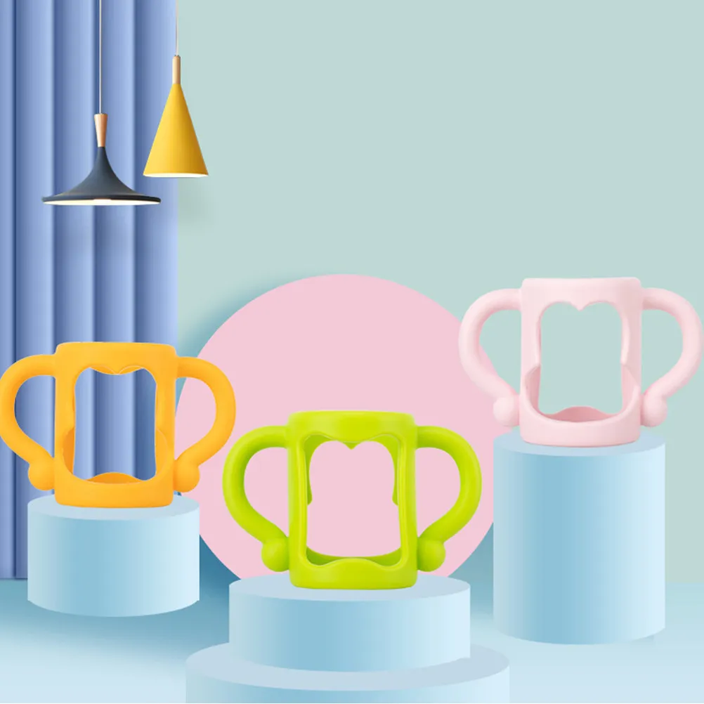 

2Pcs Silicone Infant Milk Bottle Handles Baby Feeding Bottle Handle Easy Attach Remove Smooth Comfortable Supplies
