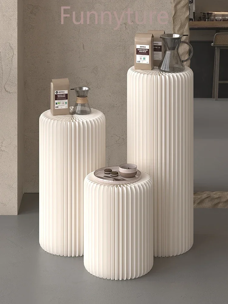 Foldable Display Funiture Creative Cylinder Shelf Art Ornament  Stand Commercial Display Table Wedding Decoration side table image 2