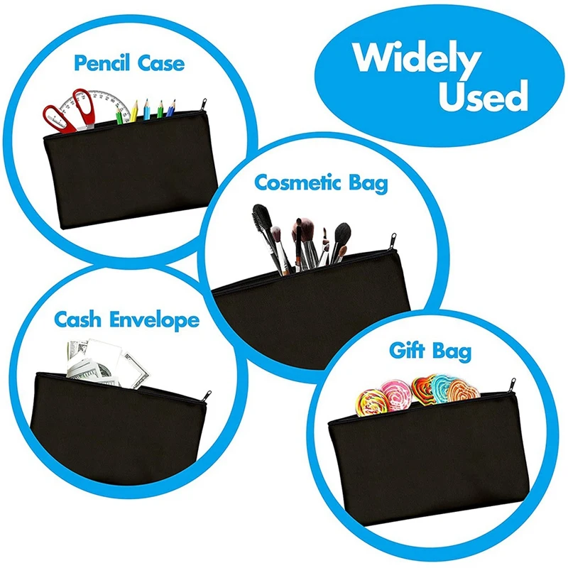 15-częściowa czarna pusta płócienna torba 8.3X4.7in do przechowywania artykułów piśmienniczych Torba na zamek błyskawiczny Diy Graffiti Piórnik Diy Torba na prezenty