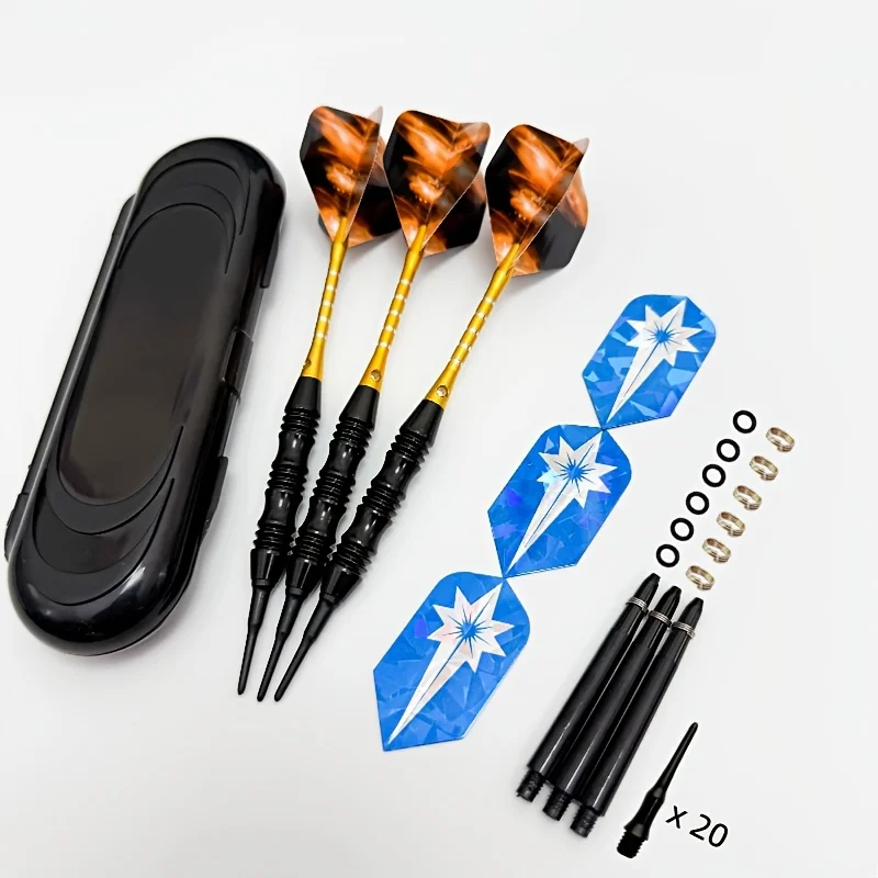 3-Piece Soft Dart Set, 18g Keel Deep Groove Dart Body, Comfortable Grip, Aluminum Alloy Rod, and 20 Replaceable Soft Heads.