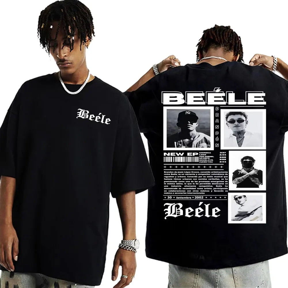 مغني الراب BEELE براندون ألبوم جولة 2025 الصيف 100% القطن الطباعة تي شيرت الرجال النساء عالية الجودة Crewneck الراحة قصيرة الأكمام